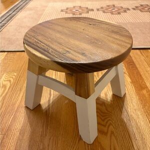 Wooden Stool with White Legs